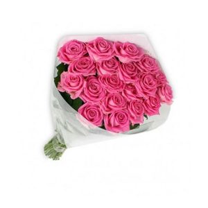 18 Thai Pink Roses in a bouquet. These roses are imported from Thailand. The look of the actual bouquet may slightly differ from the image displayed in website.