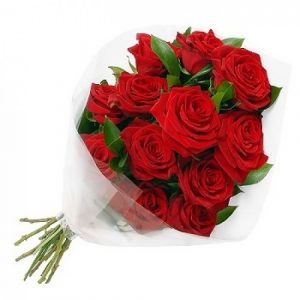 12 Pcs Thai Red Roses bouquet . Roses are imported from Thailand.