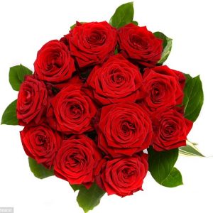 12 Pcs Thai Red Roses bouquet . Roses are imported from Thailand.