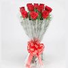 10 Pcs Thai Red Roses with color Tissue in a bouquet. Roses are imported from Thailand