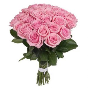 24 Pcs Pink Thai Roses with color Tissue in a bouquet. Roses are imported from Thailand