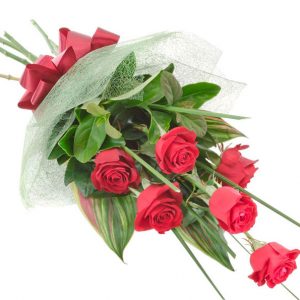 6 Pcs Thai Red Roses bouquet . Roses are imported from Thailand.