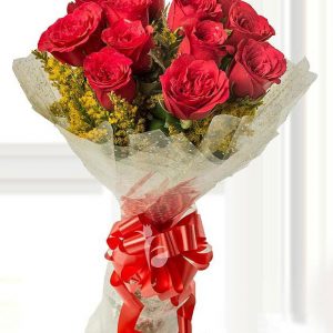 12 Pcs Thai Red Roses bouquet . Roses are imported from Thailand.