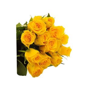 12 Thai yellow Roses in a bouquet. These roses are imported from Thailand. The look of the actual bouquet may slightly differ from the image displayed in website